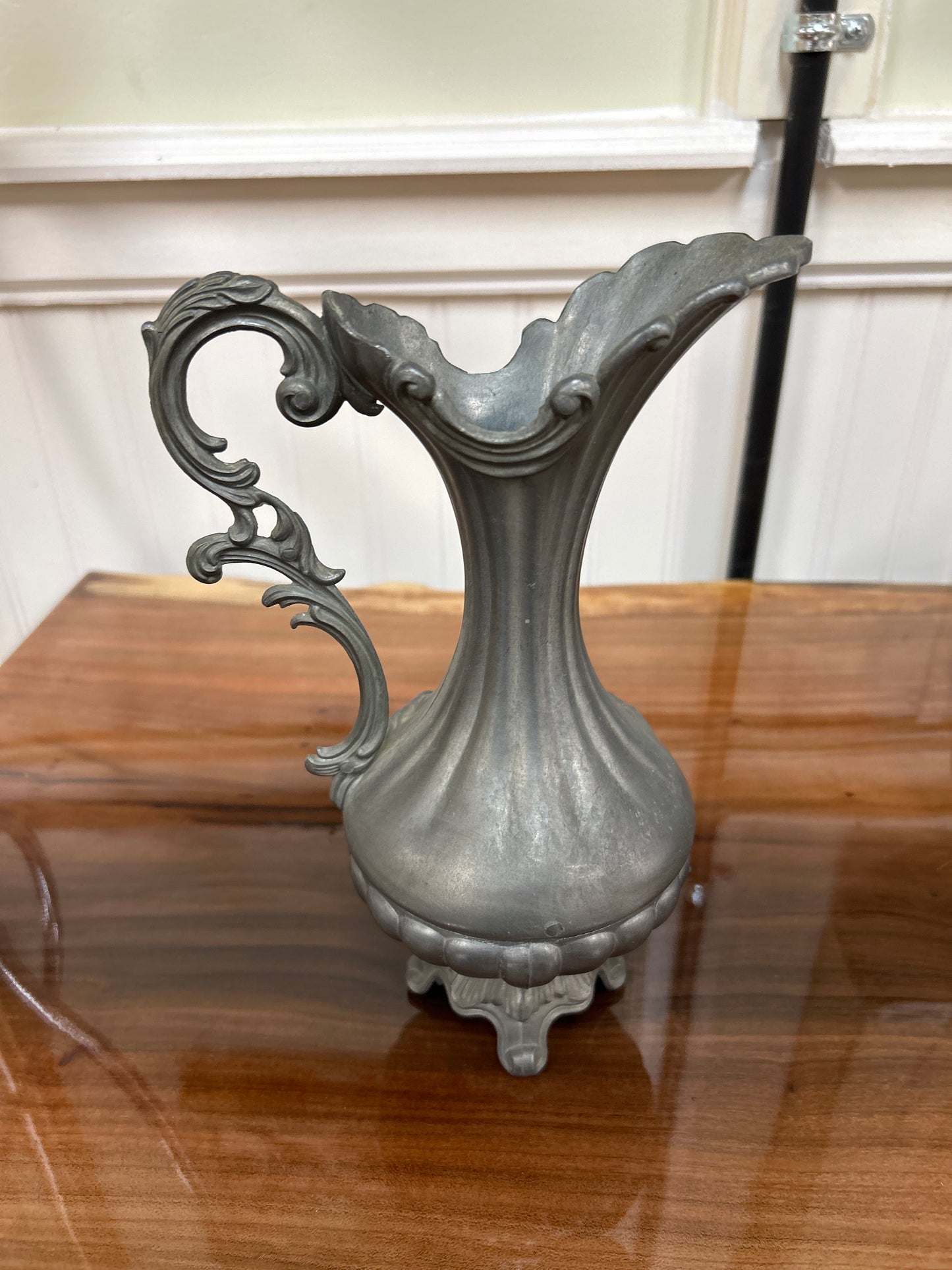 Vintage 2pc Pewter Flower Vase
