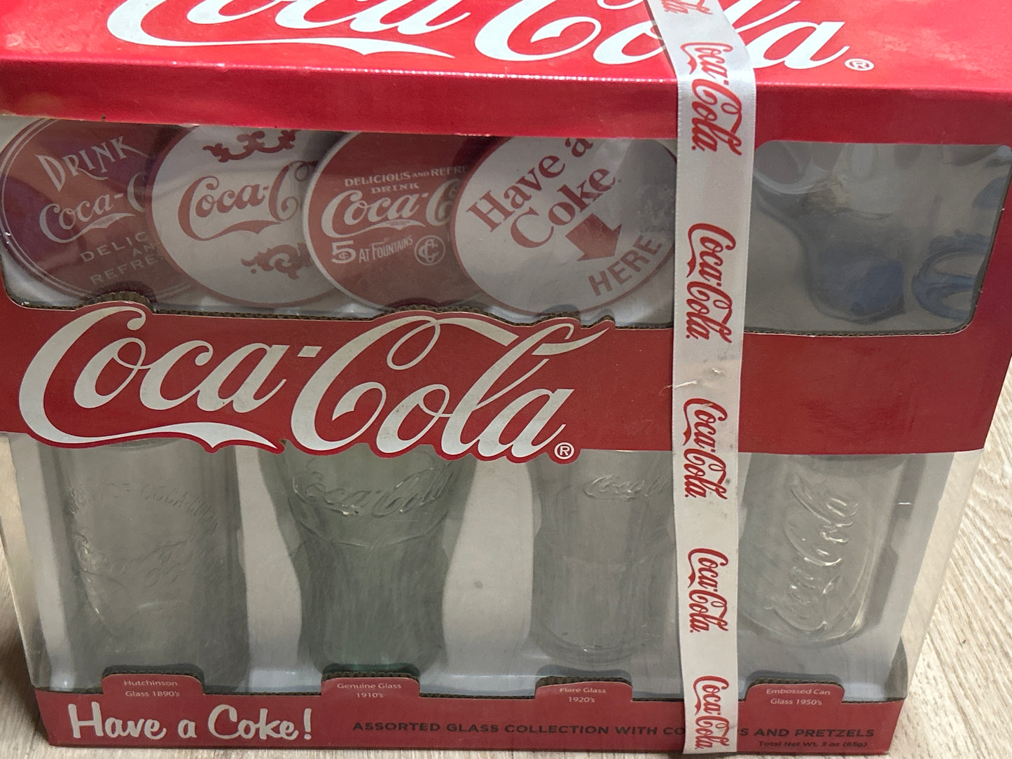 Vintage COCA COLA GLASS COLLECTERS SET, 4 Glasses / 4 Coasters / Collectable
