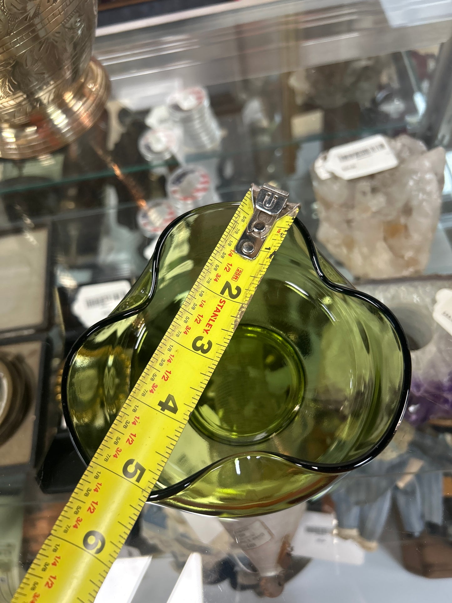 Vintage Anchor Hocking Glass Avocado Green Dip Bowl