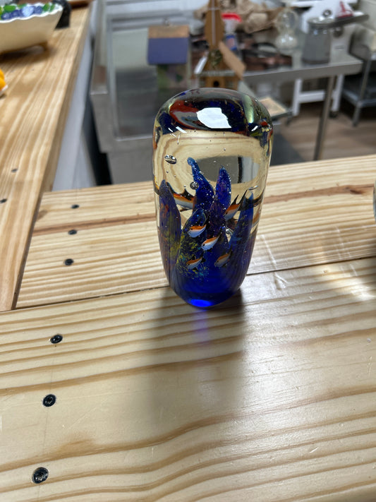 Glass fish themed paperweight or bath decor