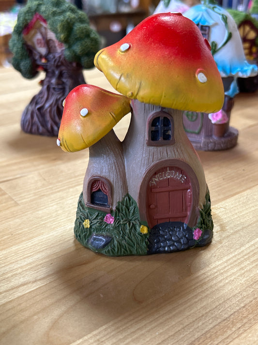 Fairy Garden Mushroom Forest Figurine (orange double mushroom)