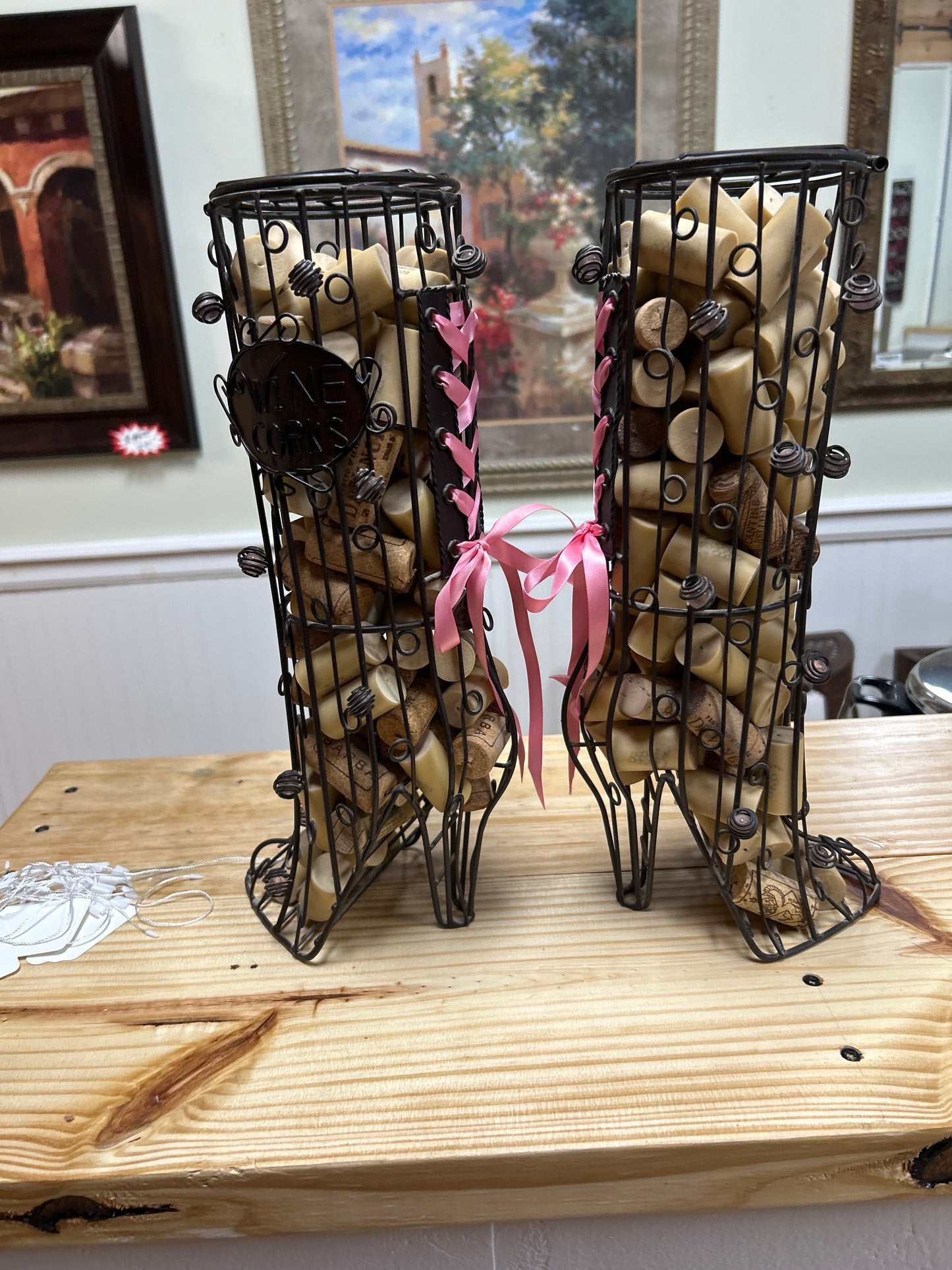 Wine corks in ladies wire boot (ea)