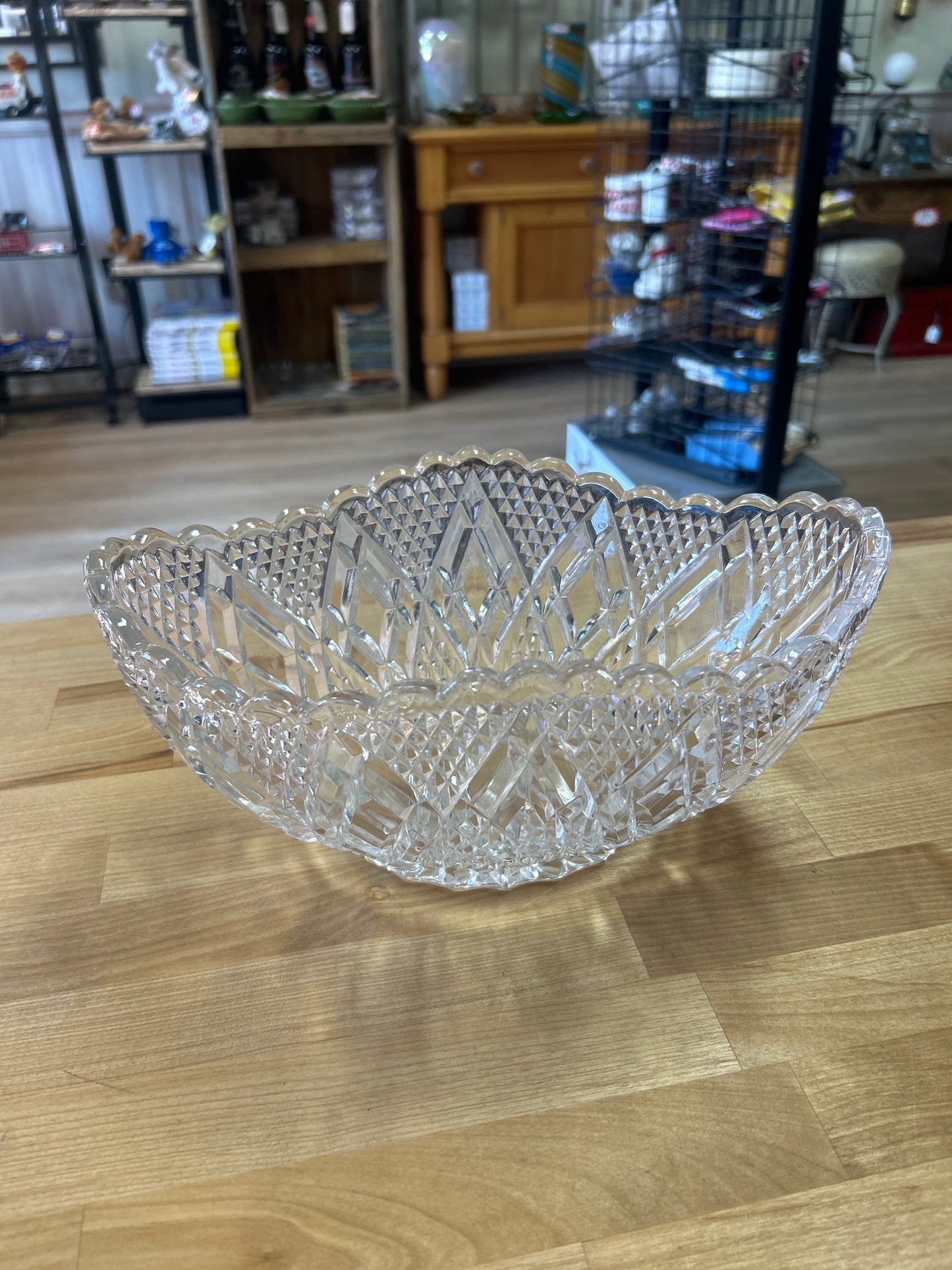 Vintage Glass Bowl. Heavy. Unknown Maker. 11 1/2 wide