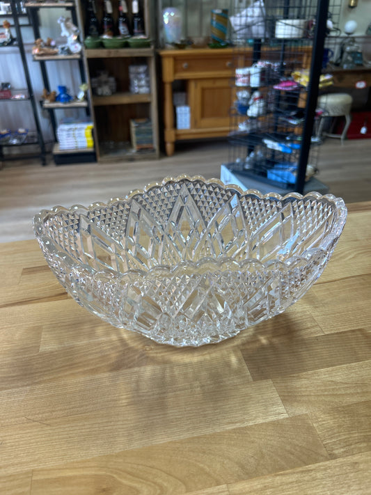 Vintage Glass Bowl. Heavy. Unknown Maker. 11 1/2 wide
