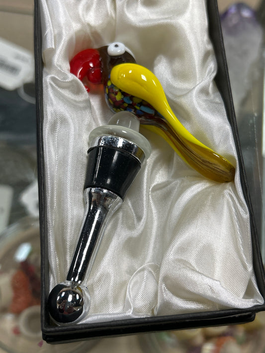 Glass Parrot Bottle Stopper